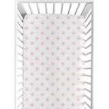 Sweet Jojo Designs Watercolor Pink Flower Blossom Fitted Crib Sheet, Microfiber in Gray/Indigo | 52 H x 28 W x 8 D in | Wayfair