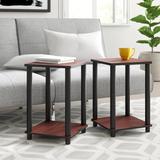 Wade Logan® Yreka End Table Set w/ Storage Wood/Plastic/Acrylic in Brown | 19.8 H x 13.4 W x 13.4 D in | Wayfair BCB14C94723744ACB31CEAF7EC35B1F6