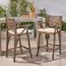 Gracie Oaks Peper Wood Patio Bar Stool w/ Cushion Wood in Gray, Size 46.5 H x 22.75 W x 22.75 D in | Wayfair B664B1E2BB054525B63D55748F53EF53
