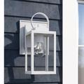 Latitude Run® Jazline Outdoor Wall Lantern w/ Dusk to Dawn Glass/Metal/Steel in White | 17.25 H x 7 W x 8.25 D in | Wayfair