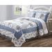 Canora Grey Nida/Gray Brushed Microfiber 3 Piece Quilt Set Polyester/Polyfill/Microfiber in Blue/White | Queen Quilt + 2 Shams | Wayfair