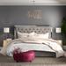 Everly Quinn Hungerford Tufted Low Profile Platform Bed Upholstered/Velvet in Gray/Black | 56 H x 70 W x 87 D in | Wayfair