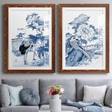 Red Barrel Studio® Blue & Asian Garden I - 2 Piece Picture Frame Painting Set Paper in White | 47 H x 31.5 W in | Wayfair