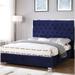 Everly Quinn Hungerford Tufted Low Profile Platform Bed Upholstered/Velvet in Blue/Black | 56 H x 86 W in | Wayfair