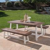 Gracie Oaks Eulene Rectangular 4 - Person 71" Long Outdoor Dining Set Wood in White/Brown | Wayfair B8BB56F89FA443259F1F1BE362F5A488