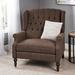 House of Hampton® Mattice 37.5" Wide Manual Wing Chair Recliner Linen in Brown | 42.5 H x 37.75 W x 33.25 D in | Wayfair