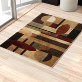 Black 110 x 0.4 in Area Rug - Winston Porter Amalyn Geometric Polypropylene Brown/Tan/Green Area Rug | 110 W x 0.4 D in | Wayfair ZIPC4335 46198625