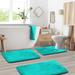 Latitude Run® Aighan 3 Piece Ultra Soft & Absorbent Bath Rug Set w/ Non-Slip Backing /Velour in Pink/Green/Blue | 1 H x 20 W in | Wayfair