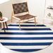 Blue/Navy 72 x 0.16 in Area Rug - Beachcrest Home™ Brookvale Striped Handmade Flatweave Cotton Navy/Ivory Area Rug Cotton | 72 W x 0.16 D in | Wayfair