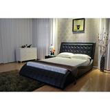 Orren Ellis Mangonia Platform Bed Upholstered/Faux leather in Black | 44.9 H x 44.9 W x 67.7 D in | Wayfair B1136-2QQBK
