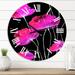 Designart 'Abstract Red Flower Detail On Black I' Traditional wall clock