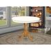 East West Furniture Antique Kitchen Dining Table - a Round Wooden Table Top with Pedestal Base, (Finish Options)