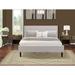 East West Furniture King Bedroom Set with 1 Mid Century Bed and Modern Nightstands - Mist Beige Linen Fabric(Pieces Optoins)