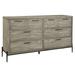 Grey Solid Wood and Iron Eight-drawer Dresser