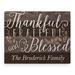 Trinx Thankful Grateful Blessed Uplifting - Wrapped Canvas Textual Art Print Canvas, Wood in Brown | 11 H x 14 W x 1 D in | Wayfair