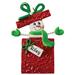 The Holiday Aisle® Snowman Gift Box Hanging Figurine Ornament Plastic in Green/Red | 4.25 H x 3 W x 0.5 D in | Wayfair