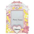 The Holiday Aisle® Baby's 1st Picture Frame Hanging Figurine Ornament Plastic in Gray/Pink/Yellow | 4.25 H x 3.25 W x 0.5 D in | Wayfair