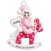 The Holiday Aisle® Baby's 1st Christmas Rocking Horse Hanging Figurine Ornament Plastic in Pink/White | 4.75 H x 3.5 W x 0.5 D in | Wayfair