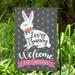 The Holiday Aisle® Eastertown Every Bunny Welcome Personalized Polyester 18 x 12 in. Garden Flag in Black/Gray | 17.5 H x 12 W in | Wayfair