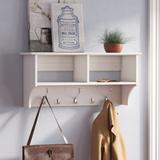 Gracie Oaks Everlene Wall Mounted Coat Rack Wood/Metal in White | 16.5 H x 36 W x 11.5 D in | Wayfair D297483DED174AB2BDBB6D973CB158E1