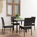 Red Barrel Studio® Patio Dining Set Dining Table & Chairs Furniture Set Poly Rattan Wood/Wicker/Rattan in Black | 27.56 W x 27.56 D in | Wayfair