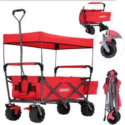 Bollerwagen faltbar mit Dach Handwagen Transportkarre Gerätewagen inkl. 2 Netztaschen und Einer Image