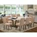 East West Furniture Dining Table Set- a Dining Table and Light Sable Linen Fabric Chairs, Distressed Jacobean(Pieces Options)