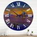 Designart 'Evening Fishing Against The Traditional Windmill' Nautical & Coastal wall clock