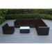 Ohana Outdoor Patio 8 Piece Black Wicker Sectional Set with Cushions - No Assembly