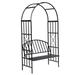 vidaXL Garden Rose Arch with Bench - Black