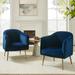 Belicia 27" Wide ContemporaryVelvet Barrel Chair with Metal Legs Set of 2 by HULALA HOME