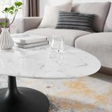 Modway Lippa 48" Oval Artificial Marble Coffee Table in Black White