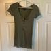 American Eagle Outfitters Tops | American Eagle Scoop Neck Shirt, Wood Buttons | Color: Green | Size: M