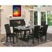 Winston Porter Aimantas 6 - Person Rubberwood Solid Wood Dining Set Wood/Upholstered in Brown/Gray | 30 H in | Wayfair