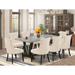 Winston Porter Aimslee 9-Pc Kitchen Dining Set - 8 Kitchen Parson Chairs & 1 Modern Rectangular Cement Dining Table Top w/ Button Tufted Chair Back | Wayfair