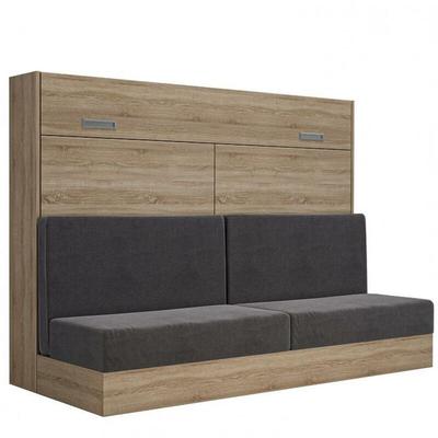 Armoire lit escamotable vertigo sofa chêne canapé gris couchage 140200 cm - gris