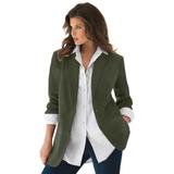 Plus Size Women's Boyfriend Blazer by Roaman's in Hunter Green (Size 20 W) Professional Jacket