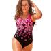 Plus Size Women's Chlorine Resistant Tank One Piece Swimsuit by Swimsuits For All in New Pink Floral (Size 18)