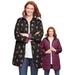 Plus Size Women's Reversible Quilted Barn Jacket by Woman Within in Deep Claret Black Prairie Floral (Size 42/44)