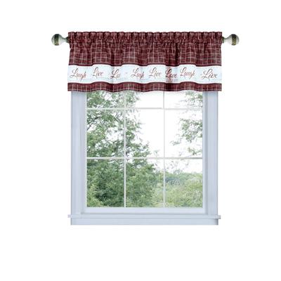 Live, Love, Laugh Window Curtain Valance - 58x14 by Achim Home Décor in Burgundy