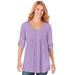 Plus Size Women's 7-Day Three-Quarter Sleeve Pintucked Henley Tunic by Woman Within in Soft Iris (Size 4X)