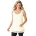 Plus Size Women's Lace-Trim V-Neck Tank by Woman Within in Ivory (Size 34/36) Top