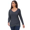 Plus Size Women's V-Neck Ribbed Sweater by Jessica London in Heather Charcoal (Size L)