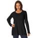 Plus Size Women's Ribbed Baby Doll Tunic Sweater by Jessica London in Black (Size M)