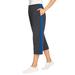 Plus Size Women's Side-Stripe Cotton French Terry Capri by Woman Within in Heather Charcoal Bright Cobalt (Size 22/24)