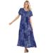 Plus Size Women's Short-Sleeve Crinkle Dress by Woman Within in Navy Patchwork (Size 5X)