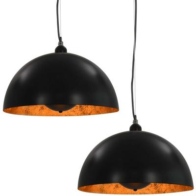 Deckenleuchten 2 Stk. Schwarz und Gold Halbkugelförmig 40cm E27 - Vidaxl Image