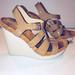 Coach Shoes | Coach Leala Sandals Leather Ankle Strap Wedge | Color: Cream/Tan | Size: 6