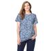 Plus Size Women's Perfect Printed Short-Sleeve Crewneck Tee by Woman Within in Heather Grey Pretty Floral (Size 2X) Shirt