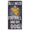 West Virginia Holzschild "All I Need is Football and My Dog", 15,2 x 30,5 cm